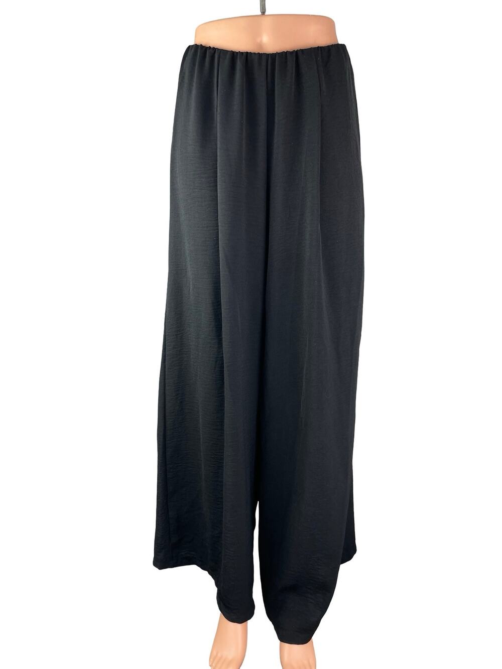 Zara Women's Black High Rise Wide Leg Pull On Pleated Baggy Trousers Pants Sz L